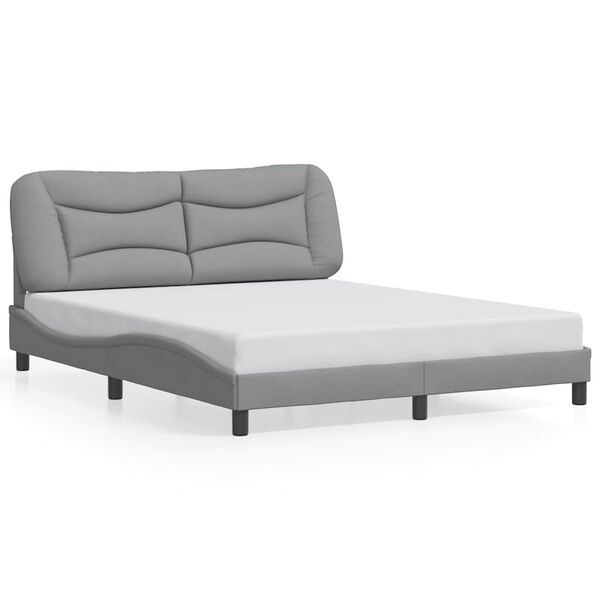 vidaXL Bed Frame without Mattress "Hvar" Light Gray 59.8"x79.9" Fabric