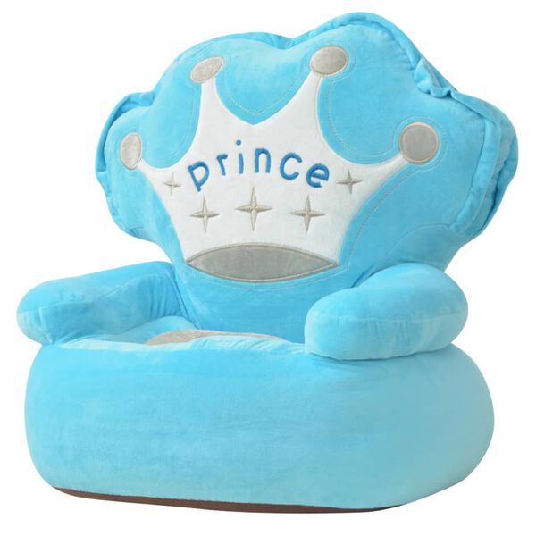 vidaXL Kids'Chair Blue Polyester plush 20.5 x 18.9 x 19.7 in