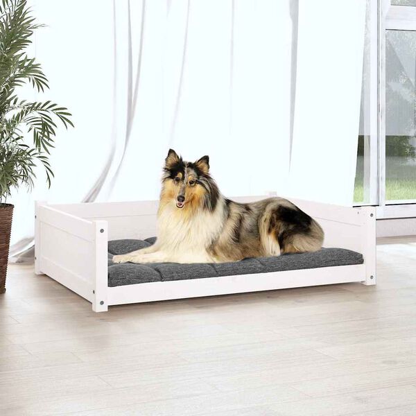 vidaXL Dog Bed White Solid pine wood Medium Minimalistic Dog Bed