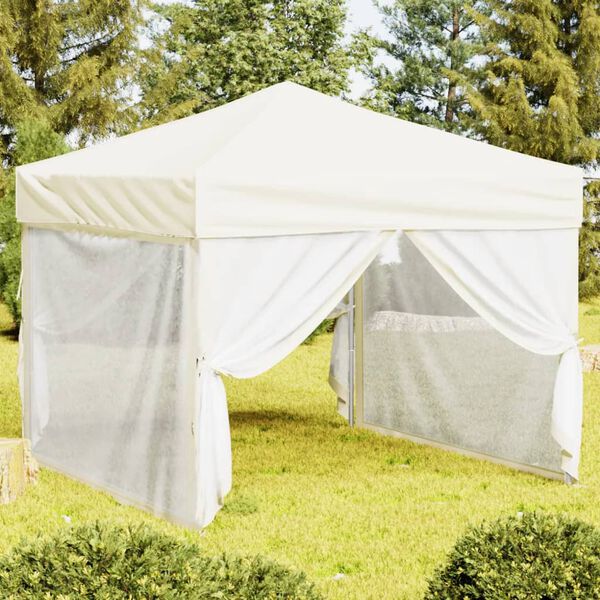 vidaXL Party Tent Cream 210D oxford fabric with silver coating 10x10 ft