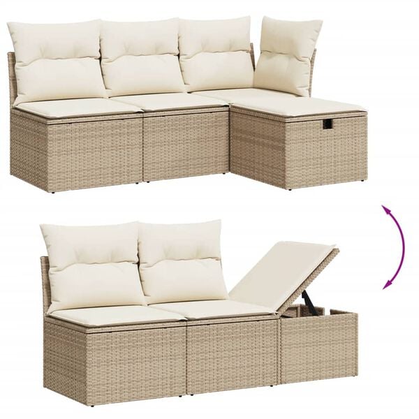 vidaXL Garden Sofa Set Beige Poly Rattan Large Garden Sofa Set