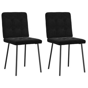 vidaXL Dining Chair Set of 2 Black Velvet (100% polyester), metal, plywood