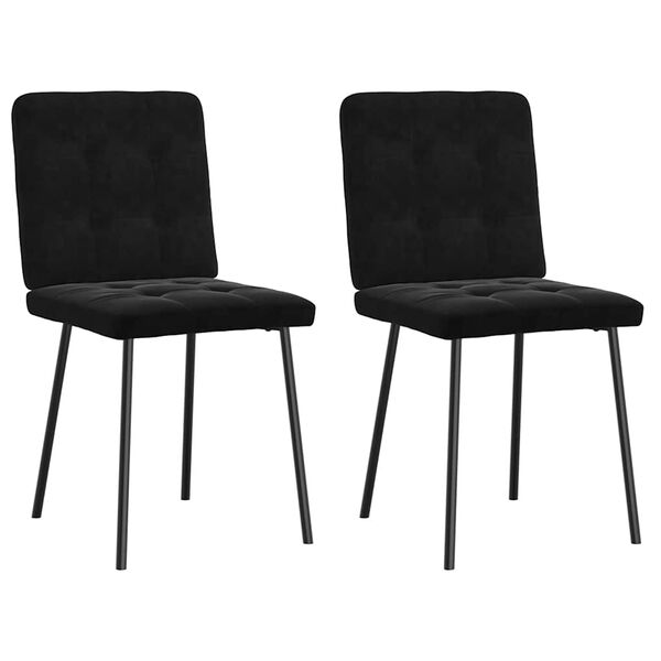 vidaXL Dining Chair Set of 2 Black Velvet (100% polyester), metal, plywood