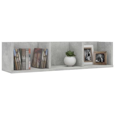 vidaXL CD Wall Shelf Concrete Gray 29.5"x7.1"x7.1" Engineered Wood