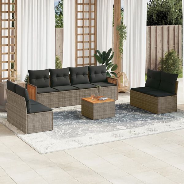 vidaXL Garden Sofa Set Grey PE Rattan Large Modular Garden Sofa Set