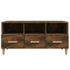 vidaXL TV Cabinet Smoked Oak Engineered Wood, Solid Eucalyptus Wood