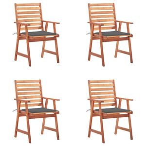 vidaXL Outdoor Chair Set of 4 Anthracite Solid Acacia Wood Standard