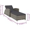 vidaXL Sun Lounger Grey, Dark grey PE rattan, Powder-coated steel, Fabric