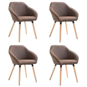 vidaXL Dining Chair Set of 4 Brown Fabric Standard Ergonomic