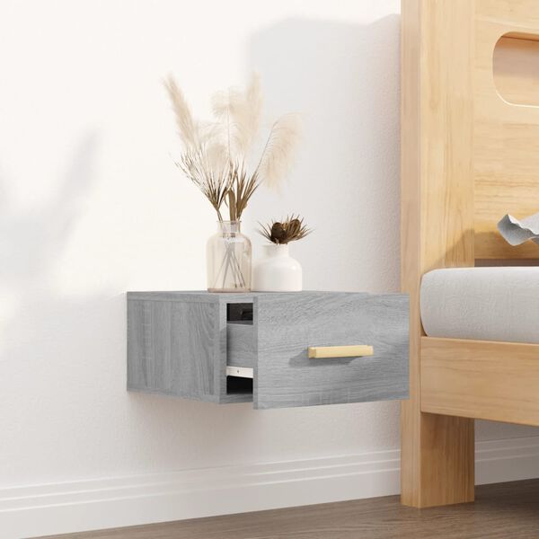vidaXL Wall-mounted Bedside Cabinet Grey Sonoma Engineered Wood