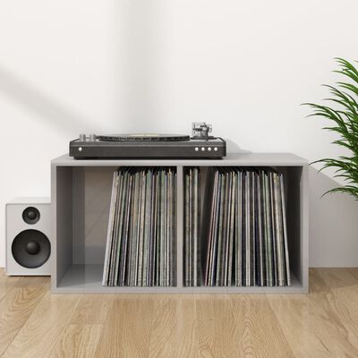vidaXL Vinyl Storage Box High Gloss Gray 28"x13.4"x14.2" Engineered Wood