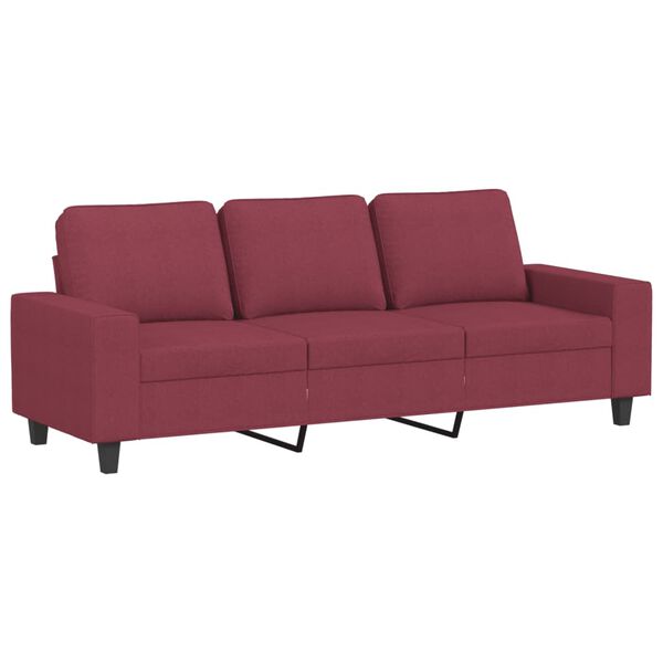 vidaXL 3-Seater Sofa with Footstool Wine Red 70.9" Fabric