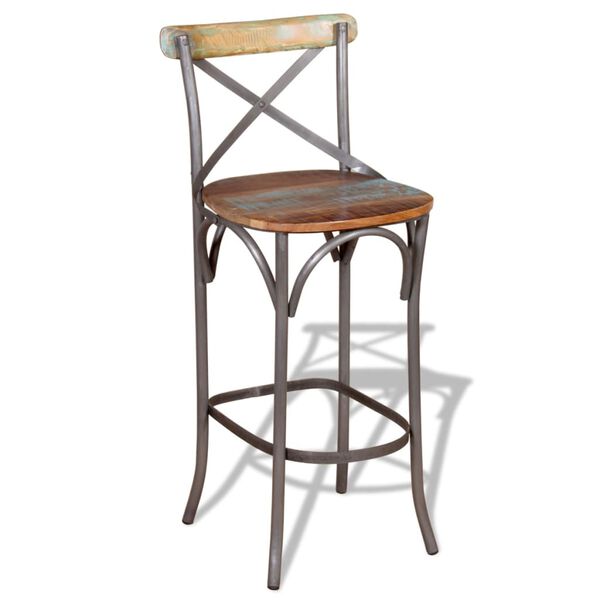 vidaXL Bar Chair Multicolour Solid Reclaimed Wood Durable Bar Chair