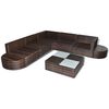 vidaXL Patio Furniture Set Set of 8 Brown Poly Rattan Large Modular