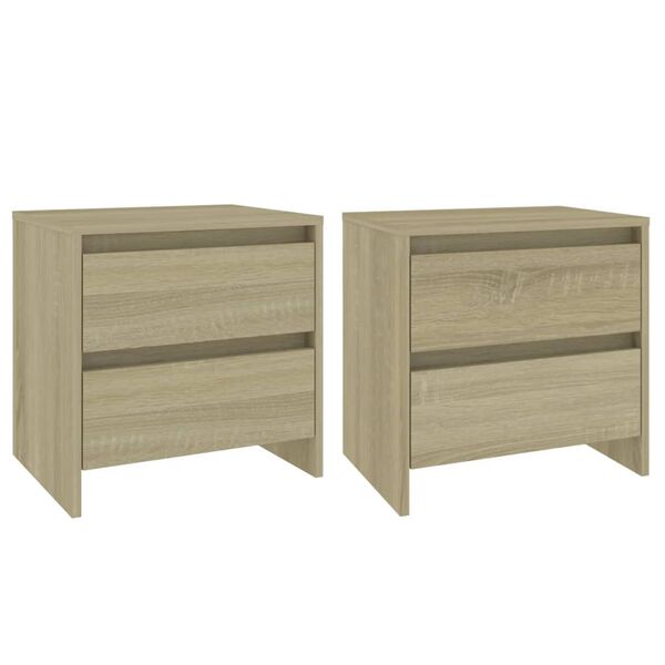 vidaXL Bedside Cabinet Set of 2 Sonoma Oak Engineered wood Compact