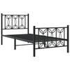 vidaXL Bed Frame Black Steel Twin Bed Frame Rectangular Modern