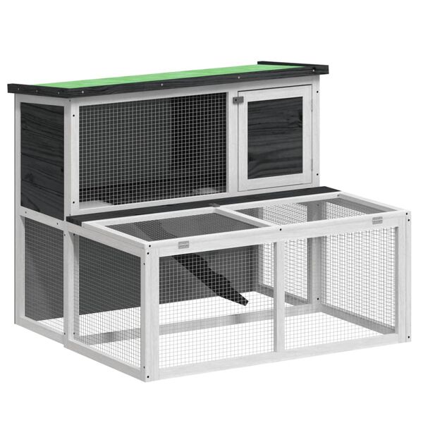 vidaXL Rabbit Hutch Grey Solid pine wood, plywood Durable Rabbit Hutch