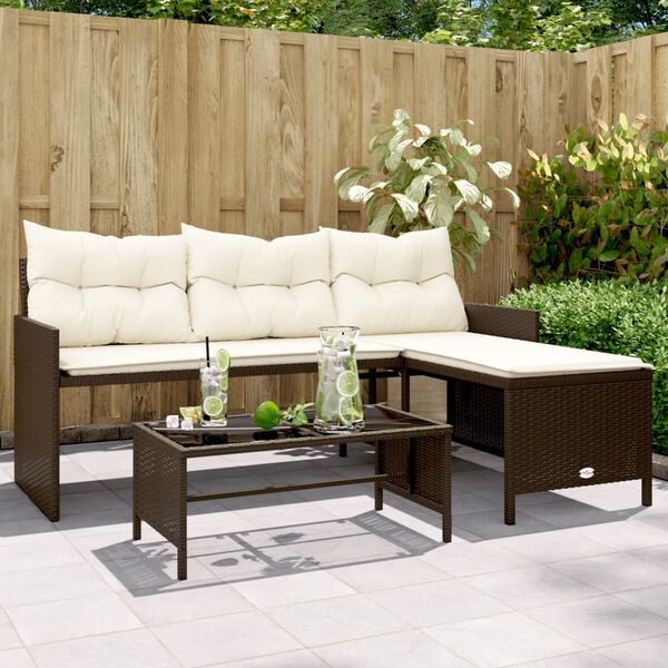 vidaXL Garden Sofa Brown PE rattan Medium Removable Covers Garden Sofa
