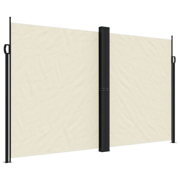vidaXL Retractable Side Awning Cream 100% polyester with a PU coating
