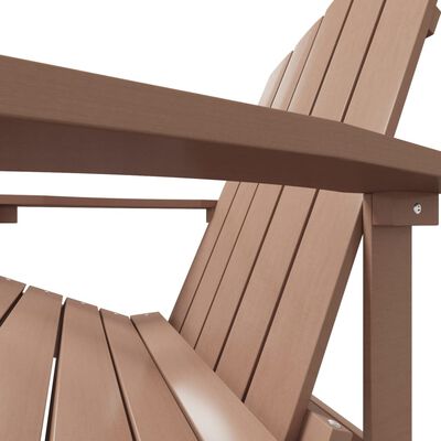 vidaXL Patio Adirondack Chair with Footstool HDPE Brown