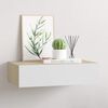 vidaXL Drawer Shelf Oak and White MDF, Metal Compact Wall Shelf
