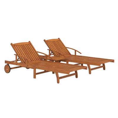 vidaXL 2 Piece Sunlounger Set with Table Solid Wood Acacia