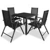 vidaXL Outdoor Dining Set Black Aluminum, WPC, Textilene Medium Foldable
