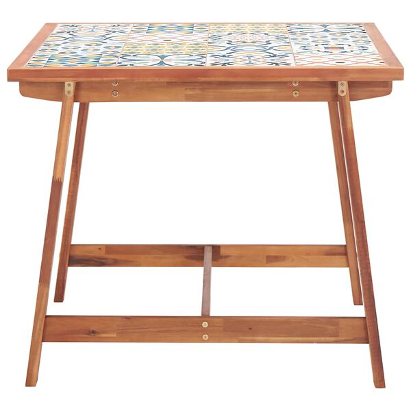 vidaXL Outdoor Table Multicolor Solid Acacia wood, Concrete tile