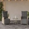 vidaXL Reclining Garden Chair Set of 2 Light Grey PE Rattan Standard