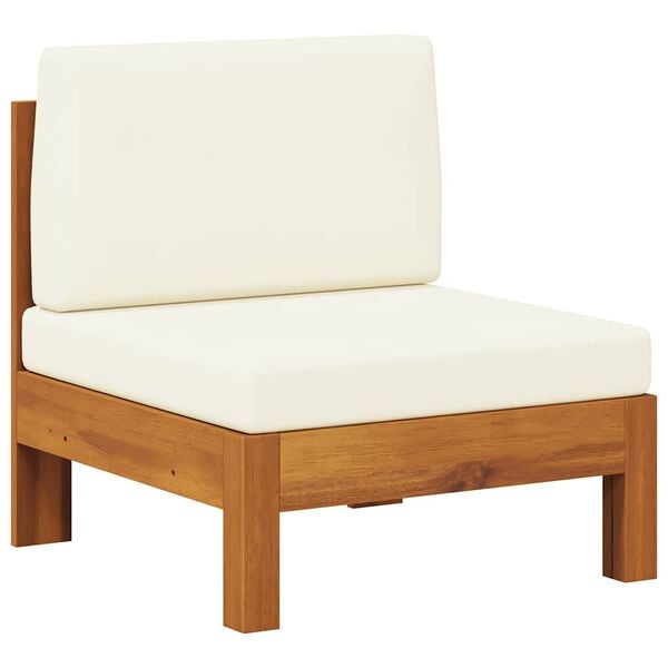 vidaXL Wooden Sofa Cream White Solid Acacia Wood, 100% Polyester Medium