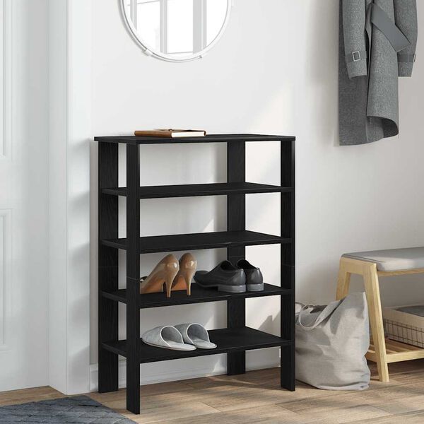 vidaXL Modern Black Shoe Rack Engineered Wood Slim Shoe Storage
