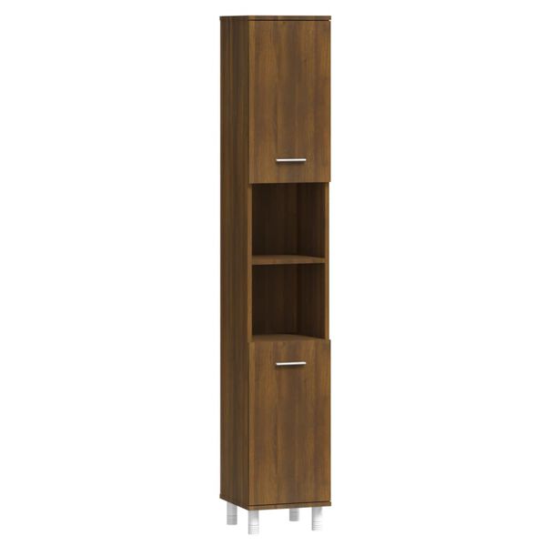 vidaXL Bathroom Cabinet Brown Oak Engineered Wood Tall Storage