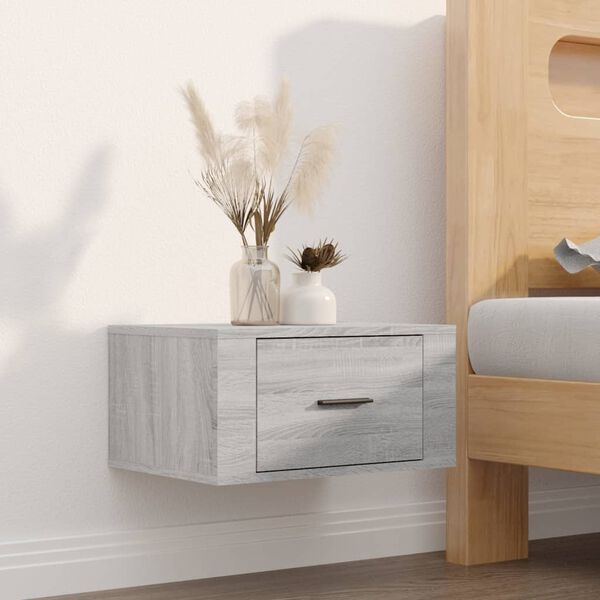 vidaXL Wall-mounted Nightstand Set of 2 Grey Sonoma Engineered wood