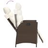 vidaXL Reclining Garden Chair Brown with cream white cushions PE rattan