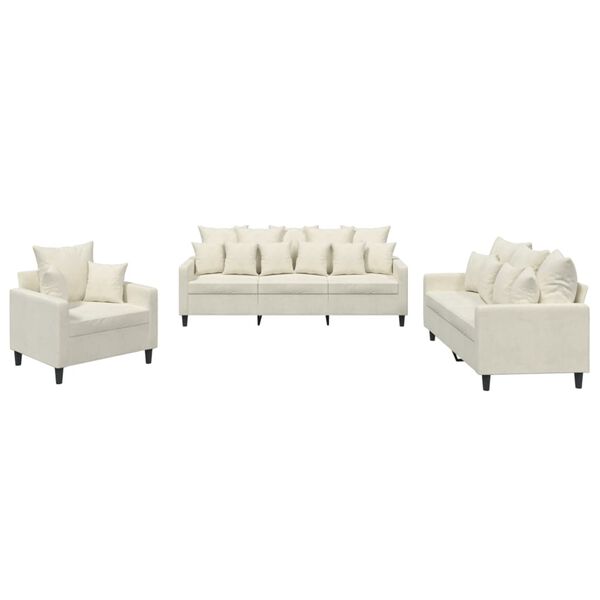 vidaXL Sofa Set Cream Velvet (100% polyester), metal, textilene, plywood