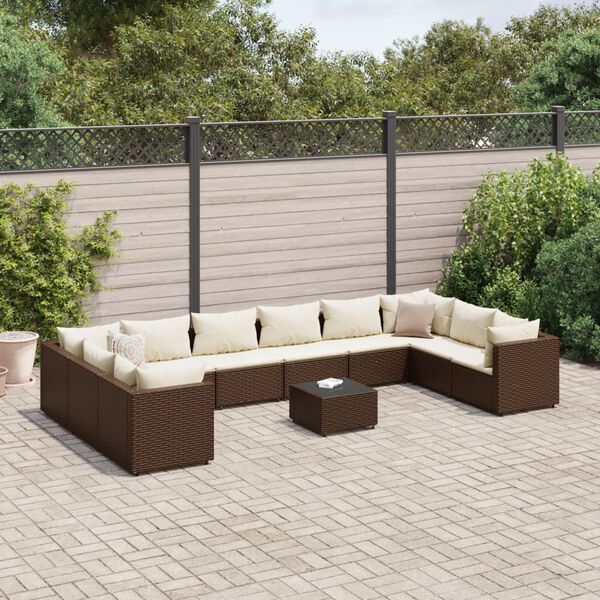vidaXL Patio Lounge Set Brown, Cream White