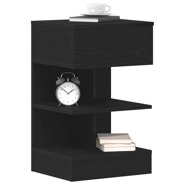vidaXL Bedside Cabinet 2 pcs Black Oak 15.75 x 13.78 x 25.59 in
