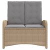 vidaXL Reclining Patio Bench with Cushions Beige Poly Rattan