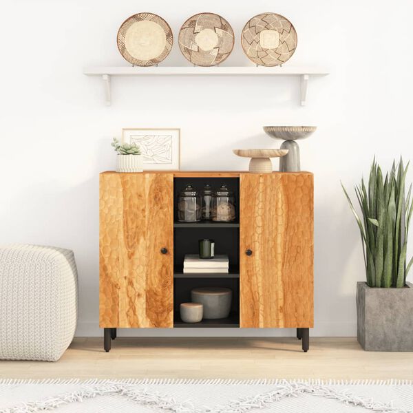 vidaXL Side Cabinet Natural wood Solid Acacia wood, Engineered wood, Iron