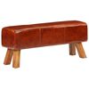 vidaXL Bok Bench Brown Real leather, Solid mango wood 43.3 in Durable