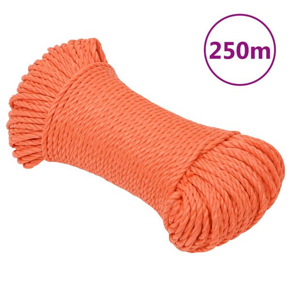 vidaXL Work Rope Orange 0.12 " 820.2 ' Polypropylene
