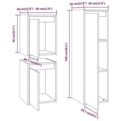 vidaXL TV Stands 3 pcs Solid Wood Pine