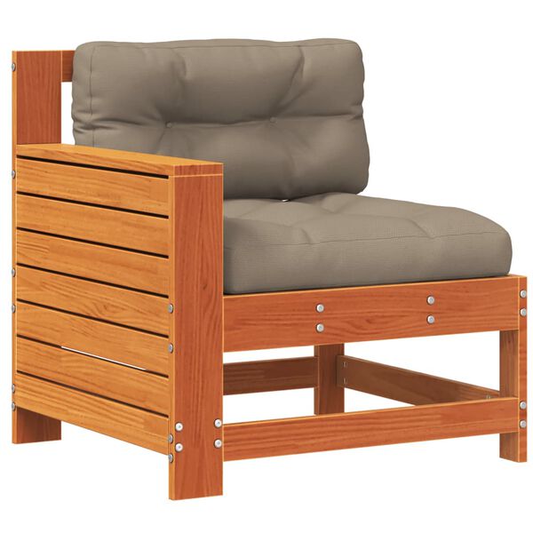 vidaXL Garden Sofa Wax Brown Solid Pine Wood Small Modular Garden Sofa