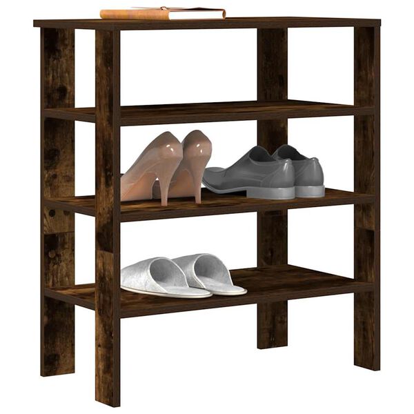 vidaXL Shoe Rack Smoked Oak Engineered Wood Medium Shoe Rack