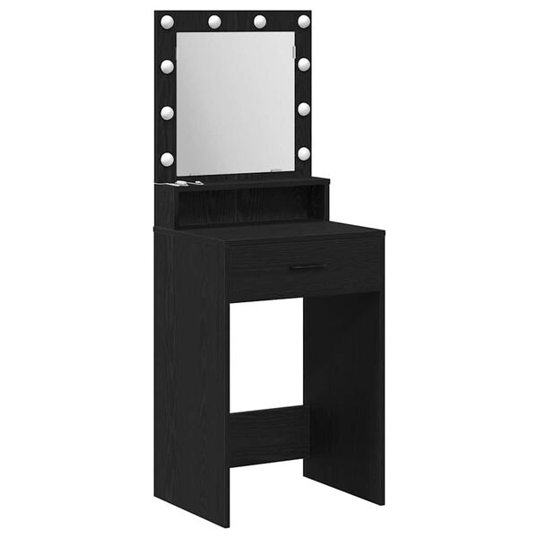 vidaXL Dressing Table with Drawer Black Oak 19.69 x 16.14 x 53.15 in