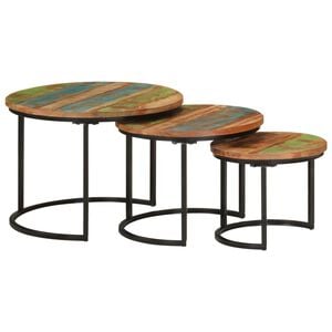 vidaXL Nesting Table Set of 3 Mixed Reclaimed wood Small, Medium, Large
