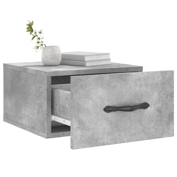 vidaXL Wall-mounted Bedside Cabinet Set of 2 Concrete grey Engineered wood