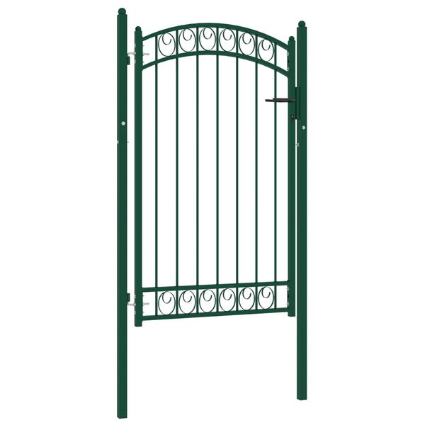 vidaXL Fence Gate with Arched Top Steel 39.4x59.1" Green