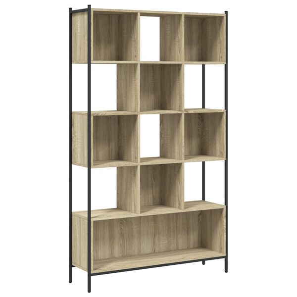 vidaXL Bookcase Sonoma oak Engineered wood, powder-coated steel Bookcase