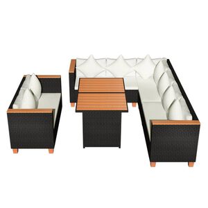 vidaXL Patio Furniture Set Set of 5 Black and Cream White Poly Rattan